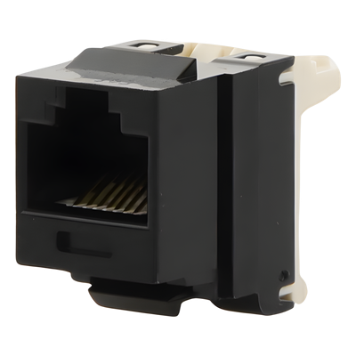 Conector Jack Estilo 110 (de Impacto), Tipo Keystone, Categoría 6, de 8 posiciones y 8 cables, Color Negro
