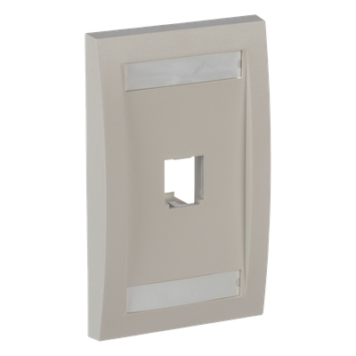 Placa de Pared Vertical Ejecutiva, Salida Para 1 Puerto Mini-Com, Con Espacios Para Etiquetas, Color Blanco Mate
