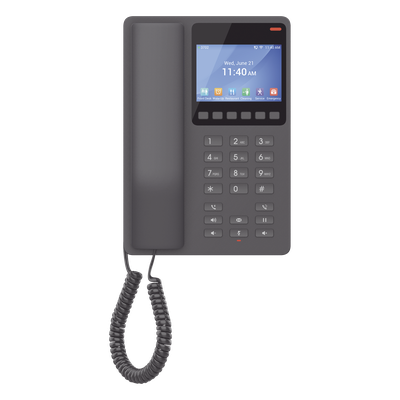 Teléfono IP Hotelero Wi-Fi, 2 líneas SIP con 2 cuentas, codec Opus, IPV4/IPV6, color negro, con gestión en la nube GDMS