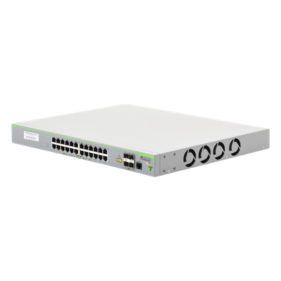 Switch PoE+ Administrable CentreCOM FS980M, Capa 3 de 24 Puertos 10/100 Mbps + 4 puertos SFP, 375 W