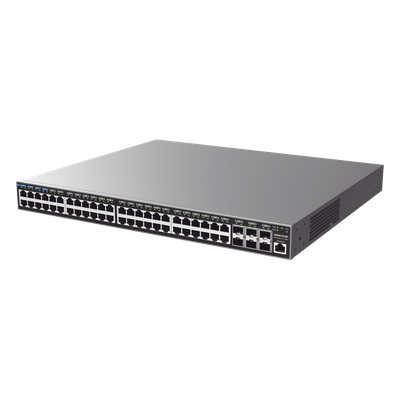 Switch Capa 3 PoE+ Administrable / 48 puertos 10/100/1000 Mbps + 6 Puertos SFP+ de 10 Gigabits / Hasta 740W / Compatible