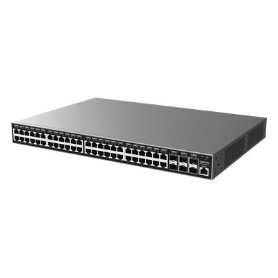 Switch Gigabit PoE+ Administrable / 48 puertos 10/100/1000 Mbps + 6 Puertos SFP+ / Hasta 400W / Compatible con GWN Cloud