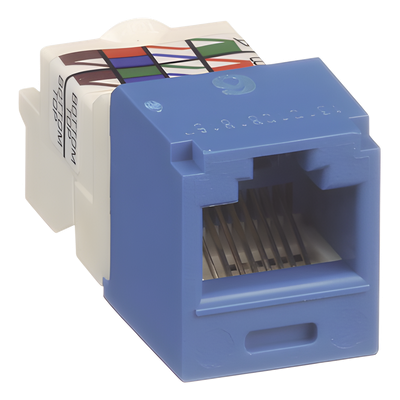 Conector Jack RJ45 Estilo TP, Mini-Com, Categoría 6, de 8 posiciones y 8 cables, Color Azul