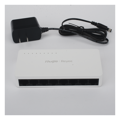 Switch non-PoE de 8 puertos 10/100/1000 Mbps no administrable, visible en Ruijie Cloud, con alta fiabilidad de red