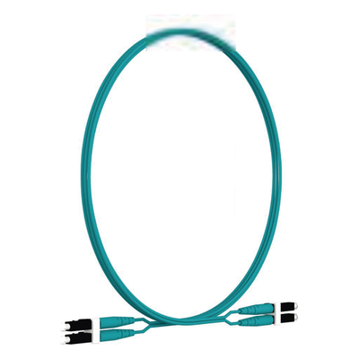 Jumper de Fibra Optica Multimodo 50/125 OM4, LC-LC Duplex, LSZH, Color Aqua, 2 Metros