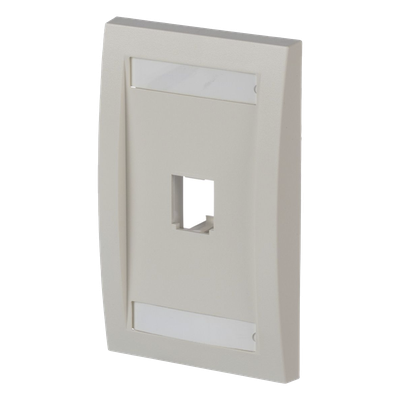 Placa de Pared Vertical Ejecutiva, Salida Para 1 Puerto Mini-Com, Con Espacios Para Etiquetas, Color Blanco Mate