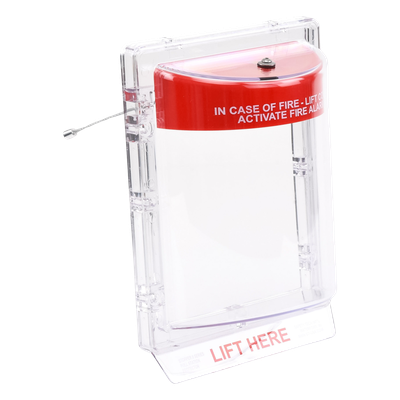 Protector de Policarbonato Súper Resistente para Palanca de Incendio Texto en Ingles
