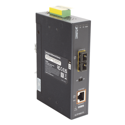 Convertidor de medios industriales 1000BASE-X a 10/100 / 1000BASE-T 802.3at PoE +
