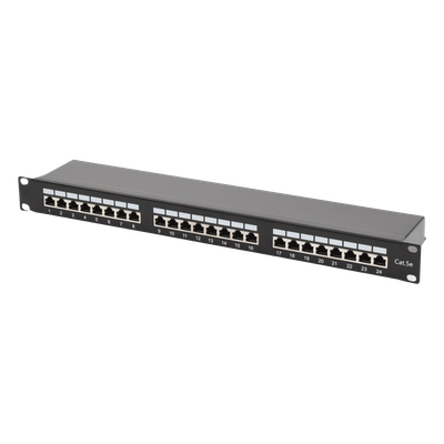 Panel de parcheo de impacto Blindado (STP) de 24 puertos Cat5e, 19in