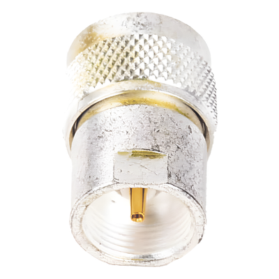 Adaptador UNIDAPT Hembra a UHF Macho (PL-259). Plata / Oro / Teflón.