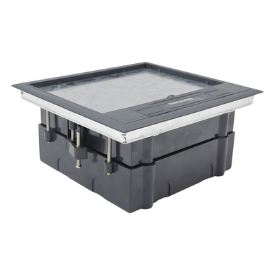Caja de piso para dos módulos universales (Socket M2), para alimentación eléctrica y redes de datos (11000-33401) No inc