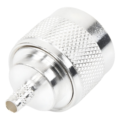 Conector Coaxial N Macho de Anillo Plegable para Cable RG-142/U, Plata/ Oro/ Teflón.