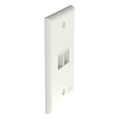 Placa de Pared Vertical, Salida Para 2 Puertos Keystone, Color Blanco Mate