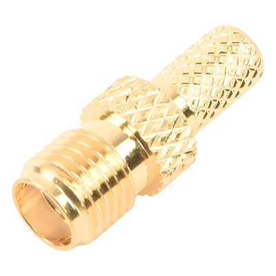 Conector SMA hembra inverso de anillo plegable para cable RG-58/U, Oro/ Oro Teflón.