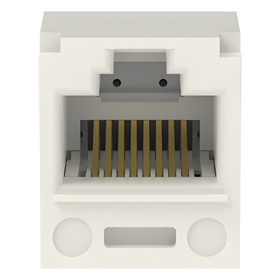Conector Jack RJ45 Estilo TP, Mini-Com, Categoría 6, de 8 posiciones y 8 cables, Color Blanco Mate