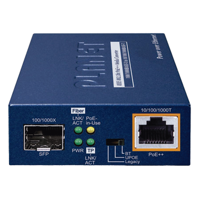 Convertidor de medios PoE++ 100/1000BASE-X SFP a 10/100/1000BASE-T 802.3bt (95 vatios)