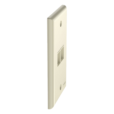 Placa de Pared Vertical, Salida Para 2 Puertos Keystone, Color Marfil