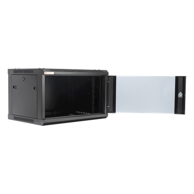 Gabinete PRECISION, Con Puerta de Cristal Templado, de 19in, 6UR, 450mm de Profundidad, Color Negro