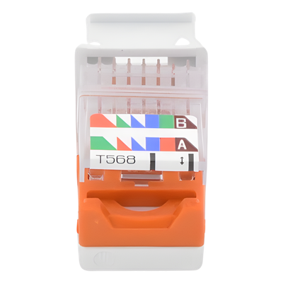 Conector Jack Estilo Leadframe, Tipo Keystone, Categoría 5e, de 8 posiciones y 8 cables, Color Blanco
