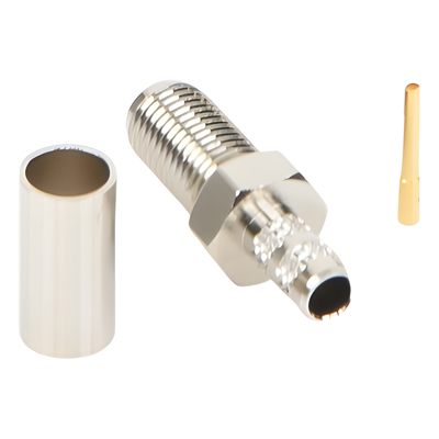 Conector SMA Hembra de Anillo Plegable para Cable RG-58/U, Niquel/ Oro / Teflón.