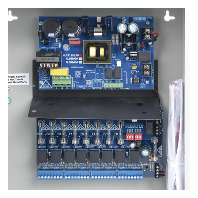 Fuente de 12 Vcd @ 10 A con 8 entradas de control a 8 salidas; Aplicación para Control de Acceso, Alarmas, y Detección d