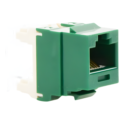 Conector Jack Estilo 110 (de Impacto), Tipo Keystone, Categoría 6, de 8 posiciones y 8 cables, Color Verde