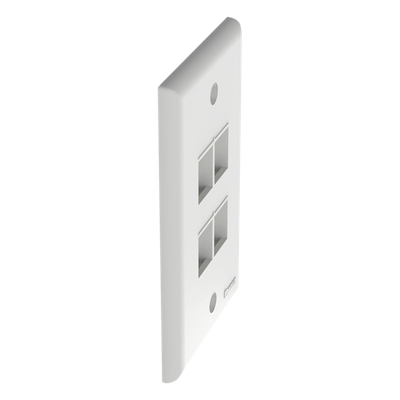 Placa de Pared Vertical, Salida Para 4 Puertos Keystone, Color Blanco