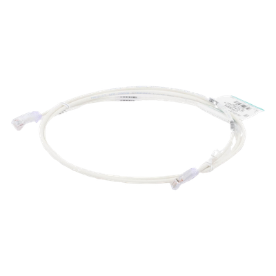 Cable de Parcheo TX6, UTP Cat6, Diámetro Reducido (28AWG), Color Blanco Mate, 5ft