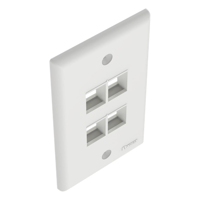 Placa de Pared Vertical, Salida Para 4 Puertos Keystone, Color Blanco