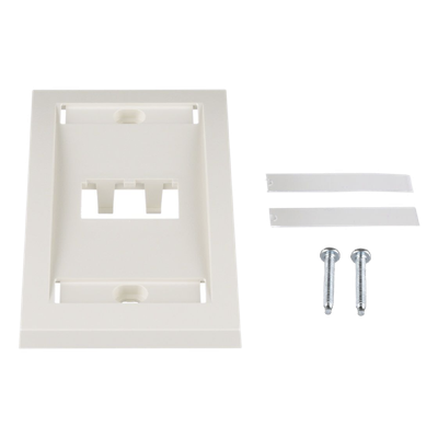 Placa de Pared Vertical Ejecutiva, Salida Para 2 Puertos Mini-Com, Con Espacios Para Etiquetas, Color Blanco Mate