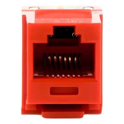 Conector Jack Estilo 110 (de Impacto), Tipo Keystone, Categoría 6, de 8 posiciones y 8 cables, Color Rojo
