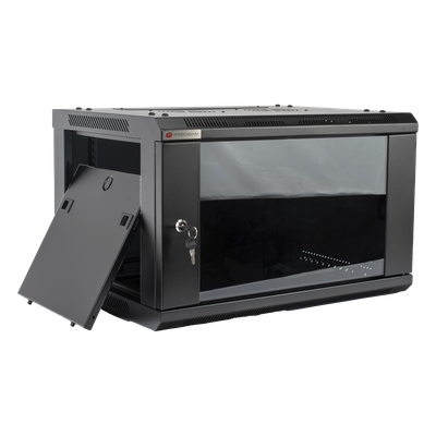 Gabinete PRECISION, Con Puerta de Cristal Templado, de 19in, 6UR, 450mm de Profundidad, Color Negro
