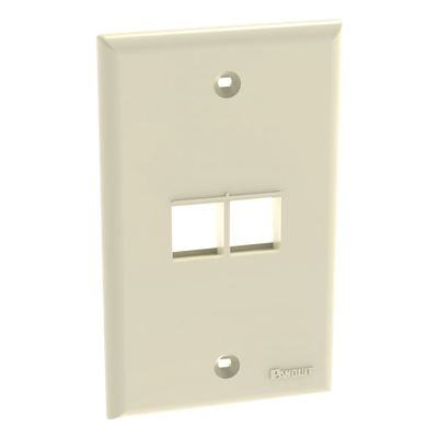 Placa de Pared Vertical, Salida Para 2 Puertos Keystone, Color Marfil
