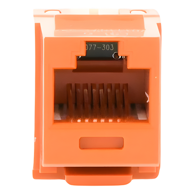 Conector Jack Estilo 110 (de Impacto), Tipo Keystone, Categoría 6, de 8 posiciones y 8 cables, Color Naranja