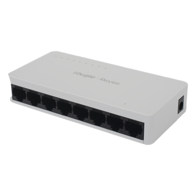Switch non-PoE de 8 puertos 10/100/1000 Mbps no administrable, visible en Ruijie Cloud, con alta fiabilidad de red