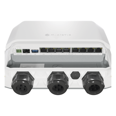 RB5009UPr+S+OUT 8 puertos PoE in/out, 1 SFP+, Solo RouterOS v7 para Exterior