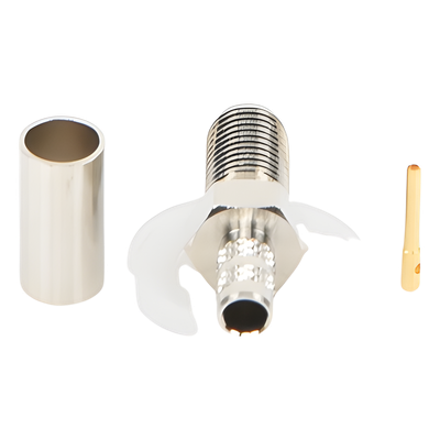 Conector SMA Hembra de Anillo Plegable para Cable RG-58/U, Niquel/ Oro / Teflón.