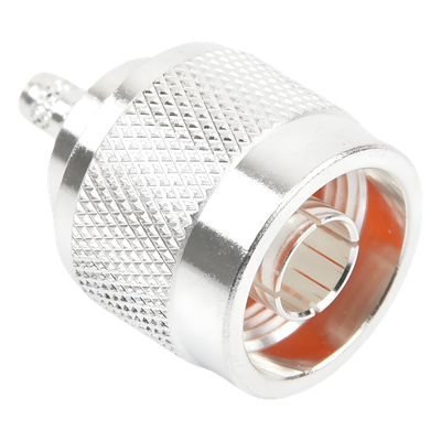Conector Coaxial N Macho de Anillo Plegable para Cable RG-142/U, Plata/ Oro/ Teflón.