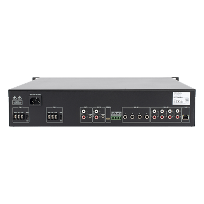 Amplificador de Red 480 W / Tareas en Tiempo Real y Programadas / Audio 2-Canales Mezcla Salida / Protección de Cortocir