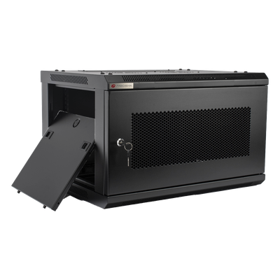 Gabinetes PRECISION, Con Puerta Perforada, de 19in, 6UR, 450mm de Profundidad, Color Negro
