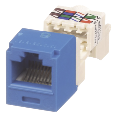 Conector Jack RJ45 Estilo TP, Mini-Com, Categoría 6, de 8 posiciones y 8 cables, Color Azul