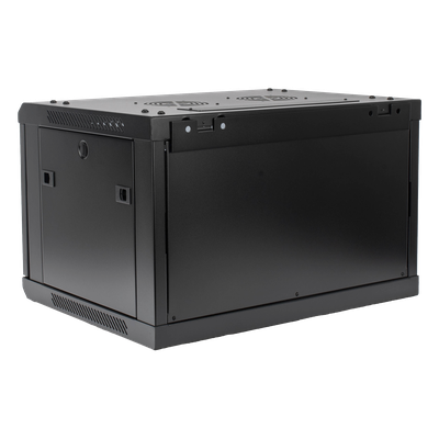Gabinete PRECISION, Con Puerta de Cristal Templado, de 19in, 6UR, 450mm de Profundidad, Color Negro