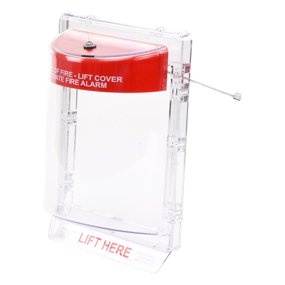 Protector de Policarbonato Súper Resistente para Palanca de Incendio Texto en Ingles