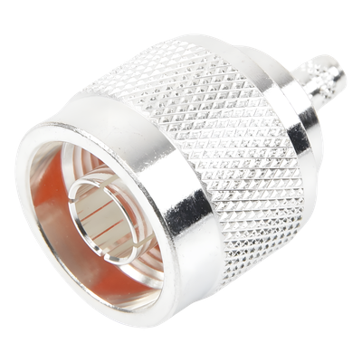Conector Coaxial N Macho de Anillo Plegable para Cable RG-142/U, Plata/ Oro/ Teflón.