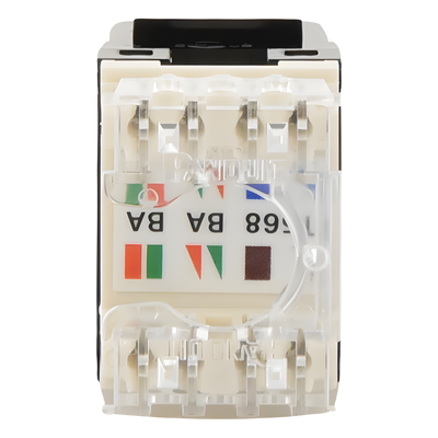 Conector Jack Estilo 110 (de Impacto), Tipo Keystone, Categoría 6, de 8 posiciones y 8 cables, Color Negro