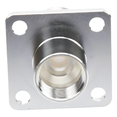 Conector N Hembra, montaje con 4 perforaciones a 18 mm.