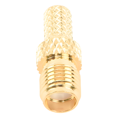 Conector SMA hembra inverso de anillo plegable para cable RG-58/U, Oro/ Oro Teflón.
