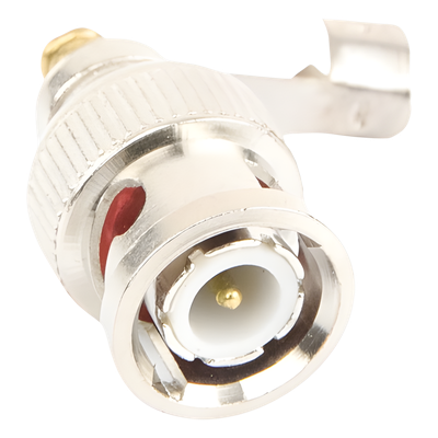Conector BNC macho en 75 Ohm, para cable coaxial RG-59/ RG-6 con base de alivio negra de PVC.