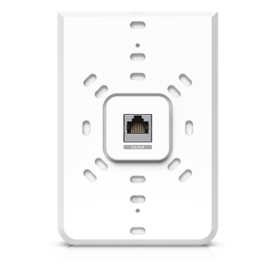Access Point UniFi U6 In Wall/Montaje p/pared, WIFI 6 2.4 Y 5 Ghz, hasta 5.3 Gbps, 1 pto PoE In, 4 ptos secundarios (1 P