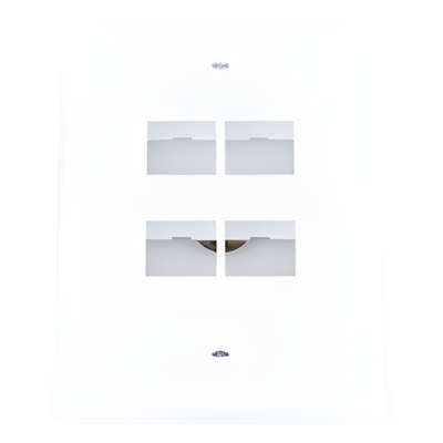 Placa de Pared Vertical, Salida Para 4 Puertos Keystone, Color Blanco